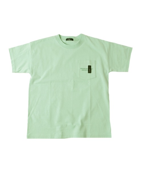 GLAZOS(グラソス)の「天竺・ドロップショルダーネームポケット半袖Tシャツ(Tシャツ/カットソー・キッズ・ライトグリーン/ブラック/オフホワイト/パープル・170cm/140cm/160cm/150cm/130cm)」の6枚目の写真