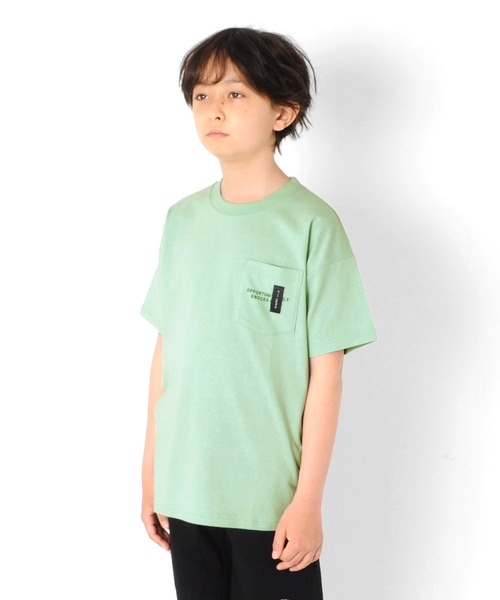 GLAZOS(グラソス)の「天竺・ドロップショルダーネームポケット半袖Tシャツ(Tシャツ/カットソー・キッズ・ライトグリーン/ブラック/オフホワイト/パープル・170cm/140cm/160cm/150cm/130cm)」の9枚目の写真