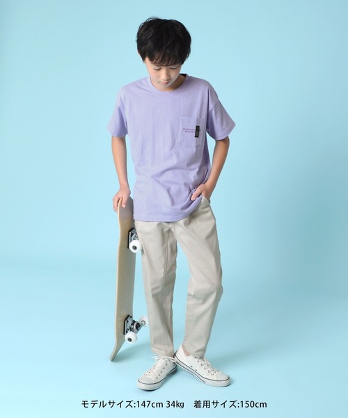 GLAZOS(グラソス)の「天竺・ドロップショルダーネームポケット半袖Tシャツ(Tシャツ/カットソー・キッズ・ライトグリーン/ブラック/オフホワイト/パープル・170cm/140cm/160cm/150cm/130cm)」の19枚目の写真