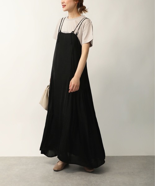 PICCIN（ピッチン）の「サイドギャザーキャミワンピース（ワンピース・レディース・ブラック/サックスブルー/ライトグリーン・M）」の2枚目の写真