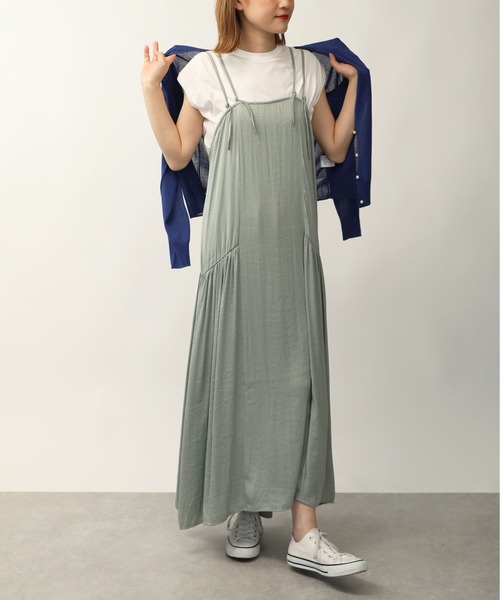 PICCIN（ピッチン）の「サイドギャザーキャミワンピース（ワンピース・レディース・ブラック/サックスブルー/ライトグリーン・M）」の4枚目の写真