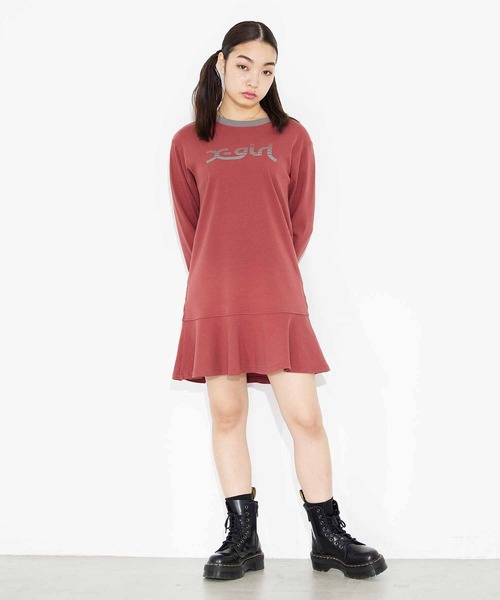 セール Slice Mills Logo L S Tee Dress ミニ リンガー Tシャツワンピース ワンピース X Girl エックスガール のファッション通販 Zozotown