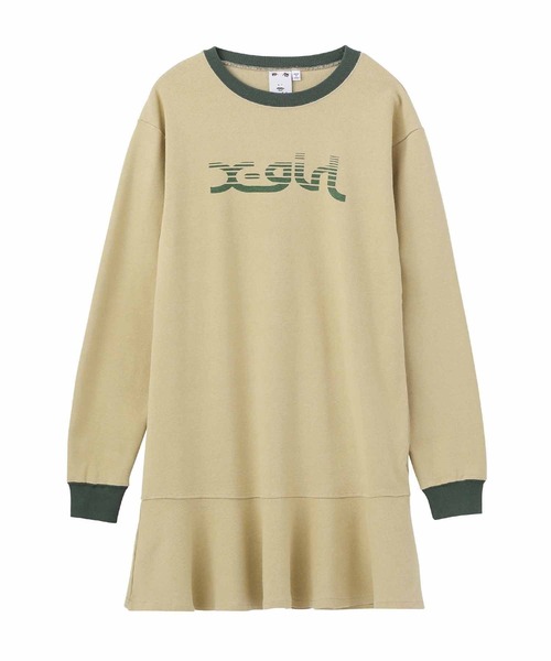 X-girl(エックスガール)の「SLICE MILLS LOGO L/S TEE DRESS/ミニ リンガー Tシャツワンピース(ワンピース・レディース・ブラック/ベージュ/バーガンディー・S/M)」の17枚目の写真
