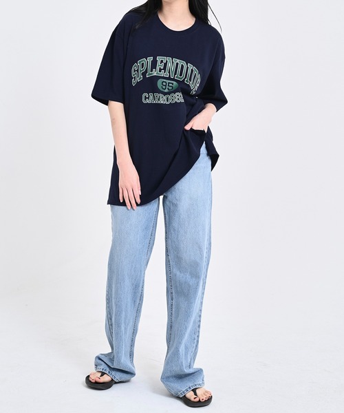 me+em select(ミームセレクト)の「SPLENDIDEロゴビッグTシャツ(Tシャツ/カットソー・レディース・ネイビー/オートミール/アイボリー・FREE)」の3枚目の写真