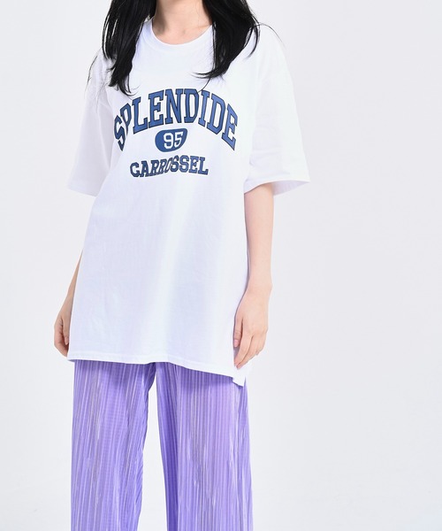 me+em select(ミームセレクト)の「SPLENDIDEロゴビッグTシャツ(Tシャツ/カットソー・レディース・ネイビー/オートミール/アイボリー・FREE)」の1枚目の写真