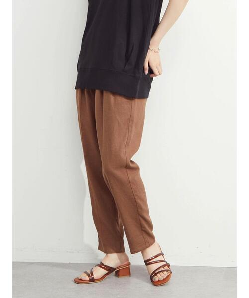 Green Parks(グリーンパークス)の「リネンゆるテーパードパンツ(その他パンツ・レディース・ブラウン/ブルー/ブラック・FREE)」の5枚目の写真