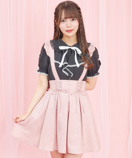 【激レア!希少✩】アンプリのパニエ内蔵式✩ピンクジャンパースカートです(^^)♡ Secret Honey（シークレットハニー）の「ジャガードバッスルコルセット