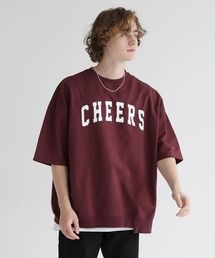 ETELIO | ビッグシルエットアーチロゴ裾切替5分袖スウェット(スウェット)