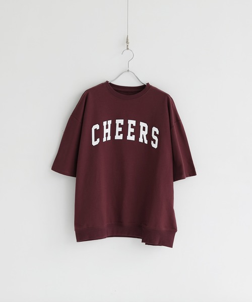 ETELIO（エテリオ）の「ビッグシルエットアーチロゴ裾切替5分袖スウェット（スウェット・メンズ・ホワイト/ブルー/マスタード/ワイン・S/M/L）」の9枚目の写真