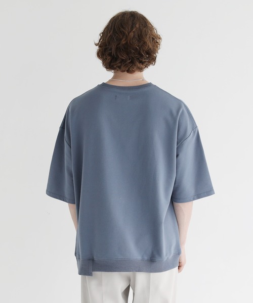 ETELIO（エテリオ）の「ビッグシルエットアーチロゴ裾切替5分袖スウェット（スウェット・メンズ・ホワイト/ブルー/マスタード/ワイン・S/M/L）」の22枚目の写真