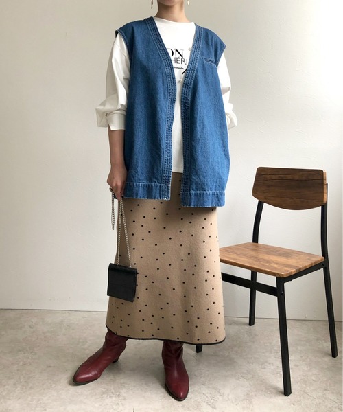 LHELBIE(レルビエ)の「配色ステッチデニムベスト(ベスト・レディース・ブラック/ブルー・M)」の20枚目の写真