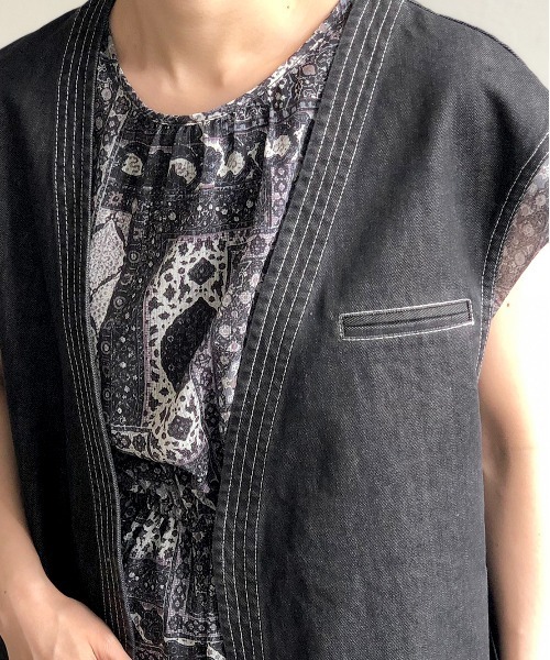 LHELBIE(レルビエ)の「配色ステッチデニムベスト(ベスト・レディース・ブラック/ブルー・M)」の18枚目の写真