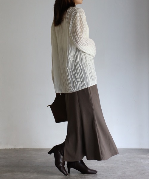 sakishimatokyo(サキシマトーキョー)の「【選べるサイズ】3Dウェーブデザインルーズトップス(Tシャツ/カットソー・レディース・ブラック/ベージュ/アイボリー/グリーン/ブルーグレー・FREE/S)」の7枚目の写真