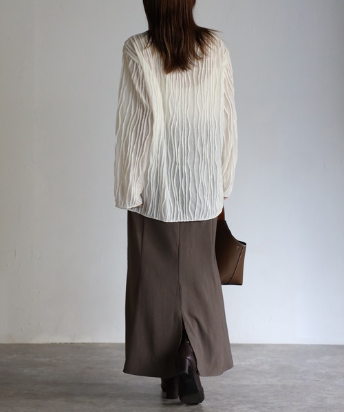 sakishimatokyo(サキシマトーキョー)の「【選べるサイズ】3Dウェーブデザインルーズトップス(Tシャツ/カットソー・レディース・ブラック/ベージュ/アイボリー/グリーン/ブルーグレー・FREE/S)」の8枚目の写真