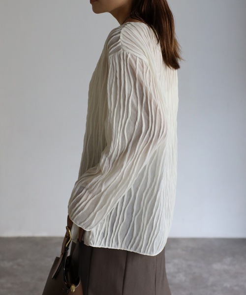 sakishimatokyo(サキシマトーキョー)の「【選べるサイズ】3Dウェーブデザインルーズトップス(Tシャツ/カットソー・レディース・ブラック/ベージュ/アイボリー/グリーン/ブルーグレー・FREE/S)」の11枚目の写真