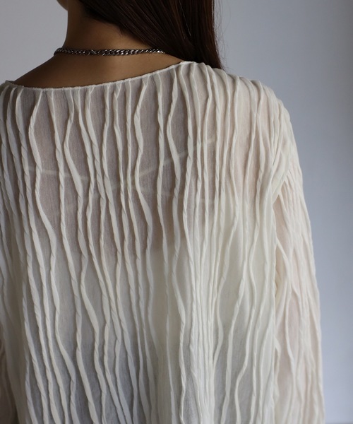 sakishimatokyo(サキシマトーキョー)の「【選べるサイズ】3Dウェーブデザインルーズトップス(Tシャツ/カットソー・レディース・ブラック/ベージュ/アイボリー/グリーン/ブルーグレー・FREE/S)」の13枚目の写真