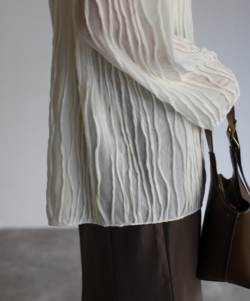 sakishimatokyo(サキシマトーキョー)の「【選べるサイズ】3Dウェーブデザインルーズトップス(Tシャツ/カットソー・レディース・ブラック/ベージュ/アイボリー/グリーン/ブルーグレー・FREE/S)」の14枚目の写真