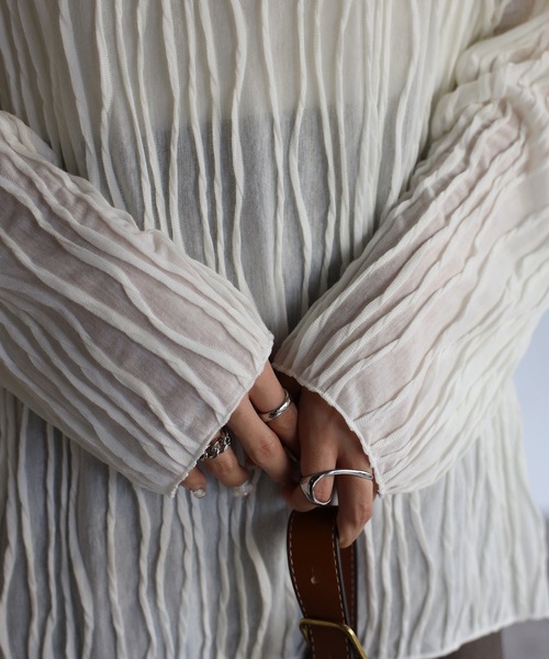 sakishimatokyo(サキシマトーキョー)の「【選べるサイズ】3Dウェーブデザインルーズトップス(Tシャツ/カットソー・レディース・ブラック/ベージュ/アイボリー/グリーン/ブルーグレー・FREE/S)」の15枚目の写真