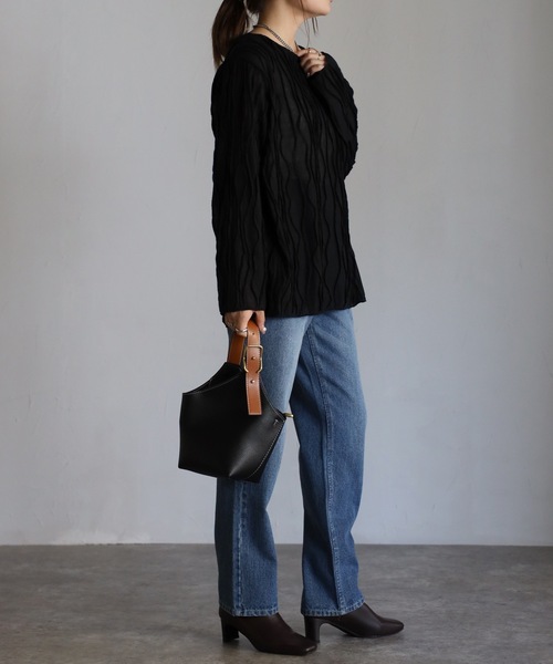 sakishimatokyo(サキシマトーキョー)の「【選べるサイズ】3Dウェーブデザインルーズトップス(Tシャツ/カットソー・レディース・ブラック/ベージュ/アイボリー/グリーン/ブルーグレー・FREE/S)」の17枚目の写真