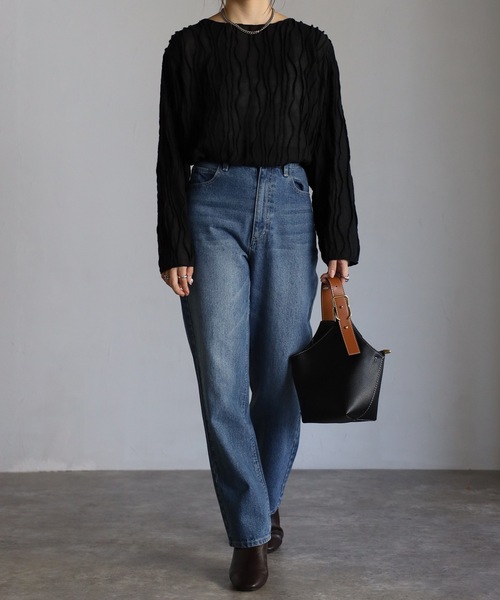 sakishimatokyo(サキシマトーキョー)の「【選べるサイズ】3Dウェーブデザインルーズトップス(Tシャツ/カットソー・レディース・ブラック/ベージュ/アイボリー/グリーン/ブルーグレー・FREE/S)」の19枚目の写真