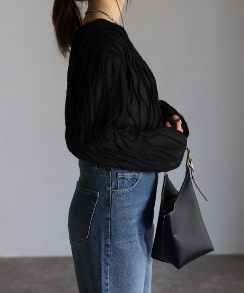 sakishimatokyo(サキシマトーキョー)の「【選べるサイズ】3Dウェーブデザインルーズトップス(Tシャツ/カットソー・レディース・ブラック/ベージュ/アイボリー/グリーン/ブルーグレー・FREE/S)」の21枚目の写真