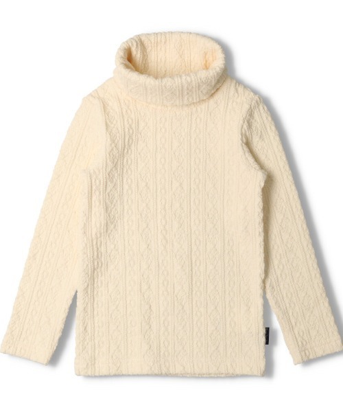 Moujonjon（ムージョンジョン）の「ケーブルジャガードタートルＴシャツ（Tシャツ/カットソー・キッズ・オフホワイト/イエロー/ライトピンク/ネイビー・110/100/130/120/90）」の2枚目の写真