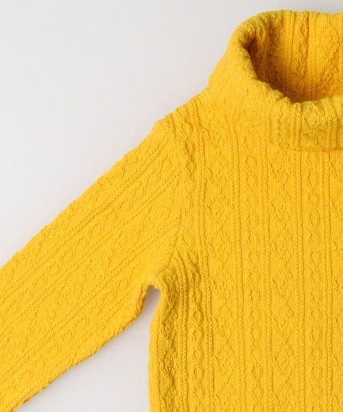 Moujonjon（ムージョンジョン）の「ケーブルジャガードタートルＴシャツ（Tシャツ/カットソー・キッズ・オフホワイト/イエロー/ライトピンク/ネイビー・110/100/130/120/90）」の9枚目の写真