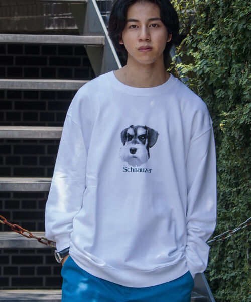 GLOSTER(グロスター)の「《WEB限定》【GLOSTER/グロスター】DOG&CAT 犬猫プリント裏毛スウェット(スウェット・メンズ・グレー系その他/ホワイト系その他2/グレー系その他2/ホワイト系その他/ホワイト系その他4/ホワイト系その他3・S/M/L)」の2枚目の写真