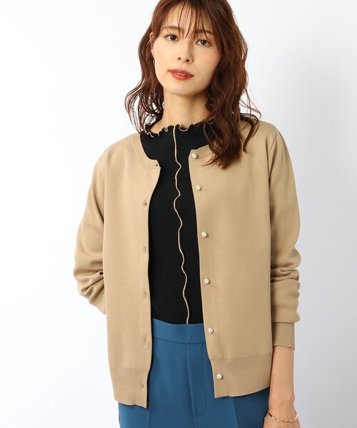DRESKIP（ドレスキップ）の「◆【洗える】パ－ル調ボタンスポンディッシュカーディガン（カーディガン/ボレロ・レディース・ブラック/ベージュ/マスタード/ピンク系・02/03/04）」の7枚目の写真