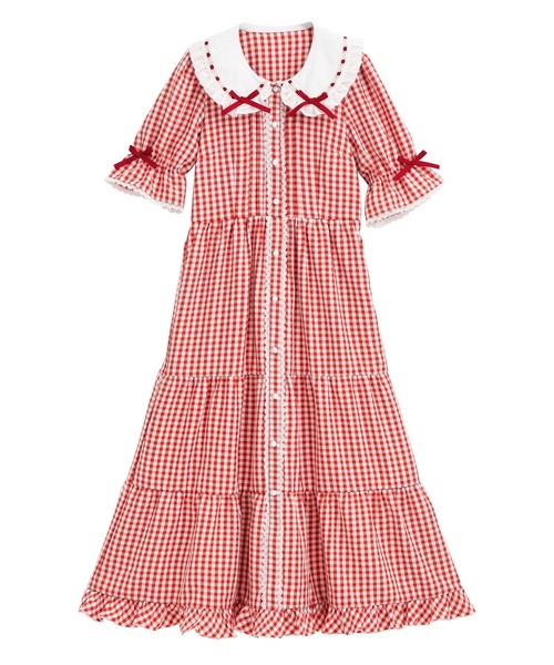 DearMyLove（ディアマイラブ）の「選べる丈ティアードワンピース（ワンピース・レディース・ベビーピンク/レッド/ブラック/ピンク系その他/レッド系その他/ブラック系その他・MEDIUM/LARGE/X-LARGE/XX-LARGE）」の6枚目の写真