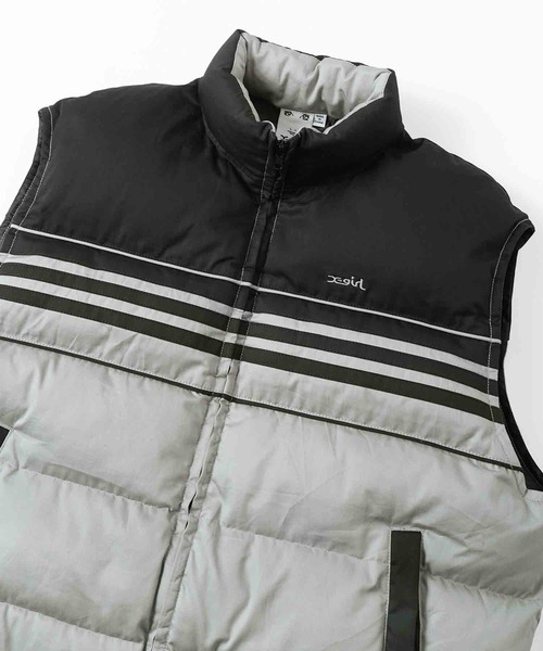 X-girl（エックスガール）の「STRIPED PUFFER VEST（ベスト・レディース・ブラック/ベージュ/ブルー・S/M）」の5枚目の写真