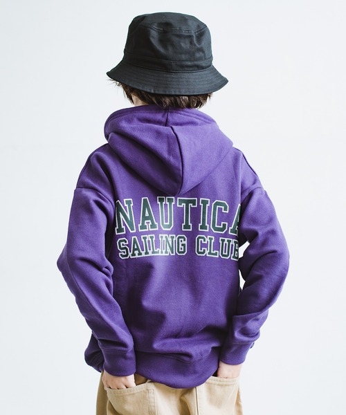 NAUTICA（ノーティカ）の「【NAUTICA/ノーティカ】BACKフロッキーロゴスウェットパーカー（パーカー・キッズ・ブルー/ブラック/パープル/杢グレー・130/140/120/150）」の4枚目の写真