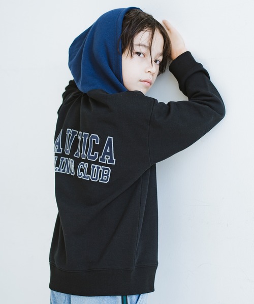 NAUTICA（ノーティカ）の「【NAUTICA/ノーティカ】BACKフロッキーロゴスウェットパーカー（パーカー・キッズ・ブルー/ブラック/パープル/杢グレー・130/140/120/150）」の2枚目の写真