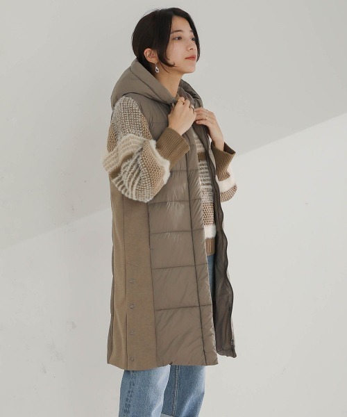 Bou Jeloud（ブージュルード）の「サイド切替CLOMAX中綿ロングベスト（ダウンベスト・レディース・ホワイト系その他/モカ/ブラック・38）」の15枚目の写真