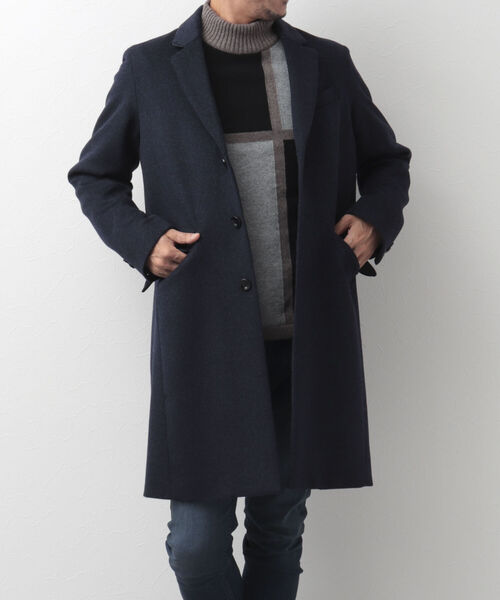 Stutostein Nolley's（シュテットシュタインノーリーズ）の「ビーバーチェスターコート（軽量・上質・オンオフ兼用）（チェスターコート・メンズ・ネイビー/ブラウン・M/L/XL）」の2枚目の写真