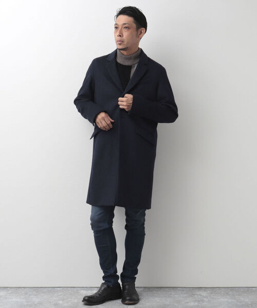 Stutostein Nolley's（シュテットシュタインノーリーズ）の「ビーバーチェスターコート（軽量・上質・オンオフ兼用）（チェスターコート・メンズ・ネイビー/ブラウン・M/L/XL）」の4枚目の写真