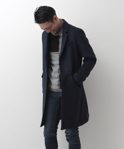 Stutostein Nolley's（シュテットシュタインノーリーズ）の「ビーバーチェスターコート（軽量・上質・オンオフ兼用）（チェスターコート・メンズ・ネイビー/ブラウン・M/L/XL）」の5枚目の写真