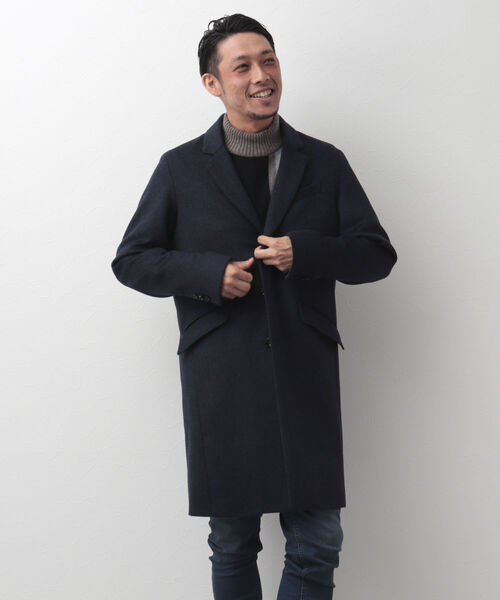 Stutostein Nolley's（シュテットシュタインノーリーズ）の「ビーバーチェスターコート（軽量・上質・オンオフ兼用）（チェスターコート・メンズ・ネイビー/ブラウン・M/L/XL）」の7枚目の写真