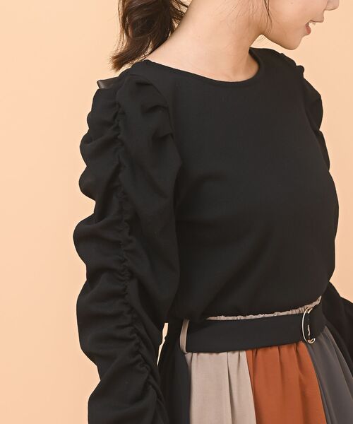 rps（アールピーエス）の「ＢＡＣＫリボンパワーショルダーカットソー（Tシャツ/カットソー・レディース・アイボリー/ブラック/ダークブラウン/ボルドー・フリー）」の18枚目の写真