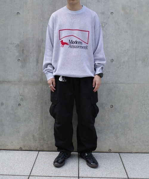Modern Amusement(モダンアミューズメント)の「モダンアミューズメント ジャガードロゴニット(ニット/セーター・メンズ・アッシュグレー/ブラック・FREE)」の5枚目の写真
