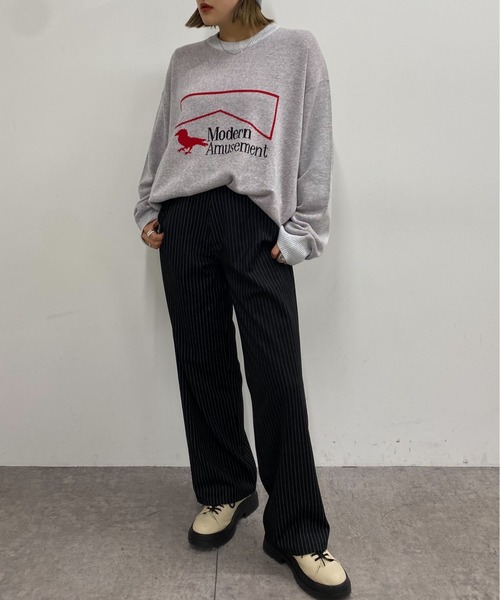 Modern Amusement(モダンアミューズメント)の「モダンアミューズメント ジャガードロゴニット(ニット/セーター・メンズ・アッシュグレー/ブラック・FREE)」の9枚目の写真