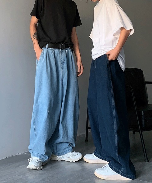 Mimma/Mimaa(ミマ)の「【Mimma/Mimaa】ルーズシルエットバルーンデニムパンツ(デニムパンツ・メンズ・ダークブルー/ライトブルー・FREE)」の8枚目の写真
