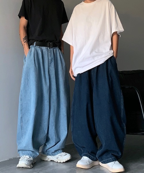 Mimma/Mimaa(ミマ)の「【Mimma/Mimaa】ルーズシルエットバルーンデニムパンツ(デニムパンツ・メンズ・ダークブルー/ライトブルー・FREE)」の13枚目の写真