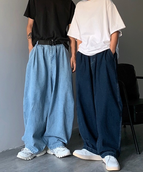 Mimma/Mimaa(ミマ)の「【Mimma/Mimaa】ルーズシルエットバルーンデニムパンツ(デニムパンツ・メンズ・ダークブルー/ライトブルー・FREE)」の5枚目の写真
