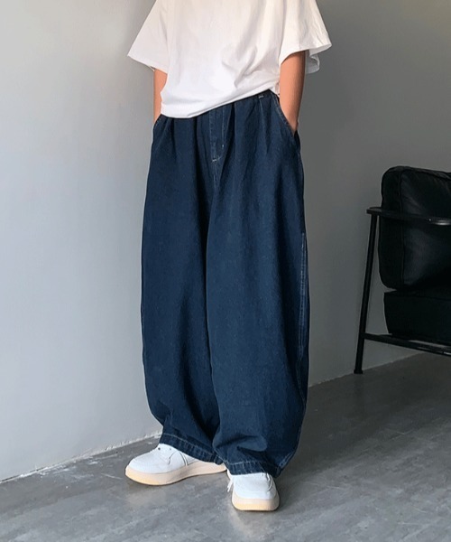 Mimma/Mimaa(ミマ)の「【Mimma/Mimaa】ルーズシルエットバルーンデニムパンツ(デニムパンツ・メンズ・ダークブルー/ライトブルー・FREE)」の7枚目の写真