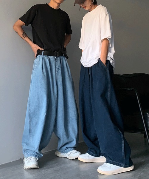 Mimma/Mimaa(ミマ)の「【Mimma/Mimaa】ルーズシルエットバルーンデニムパンツ(デニムパンツ・メンズ・ダークブルー/ライトブルー・FREE)」の9枚目の写真