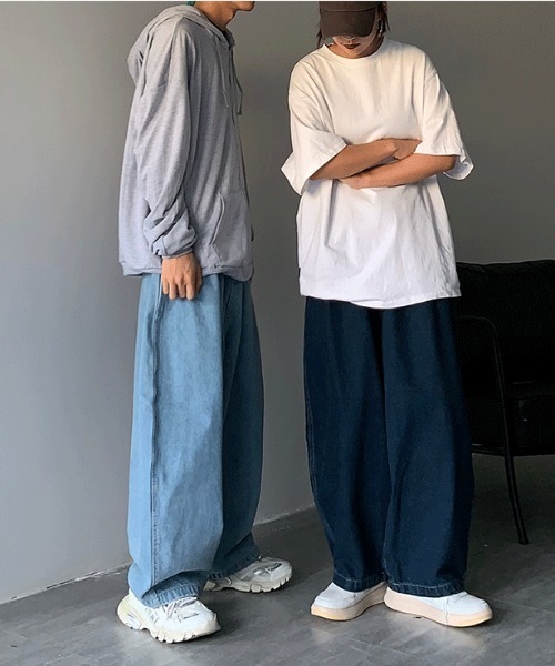 Mimma/Mimaa(ミマ)の「【Mimma/Mimaa】ルーズシルエットバルーンデニムパンツ(デニムパンツ・メンズ・ダークブルー/ライトブルー・FREE)」の14枚目の写真