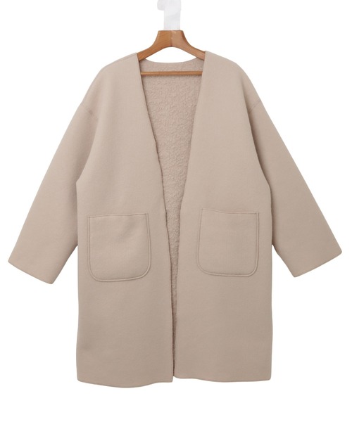 andme（アンドミー）の「2wayリバーシブルノーカラーコート（ノーカラーコート・レディース・グレイッシュベージュ/モカ/カーキ・S/M）」の5枚目の写真