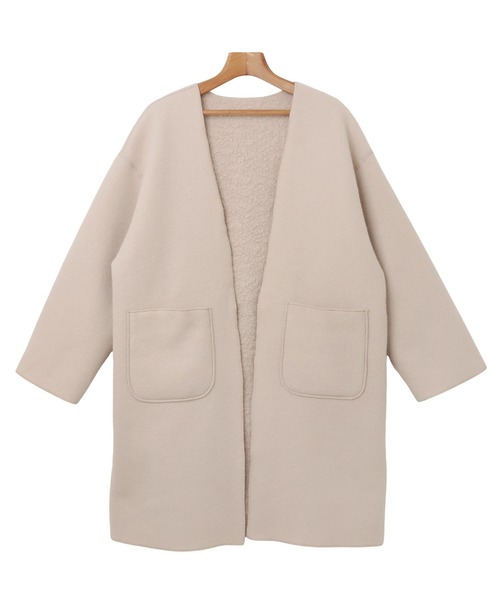 andme（アンドミー）の「2wayリバーシブルノーカラーコート（ノーカラーコート・レディース・グレイッシュベージュ/モカ/カーキ・S/M）」の13枚目の写真