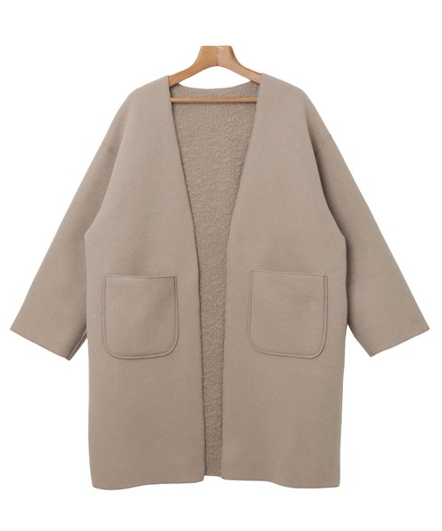 andme（アンドミー）の「2wayリバーシブルノーカラーコート（ノーカラーコート・レディース・グレイッシュベージュ/モカ/カーキ・S/M）」の12枚目の写真